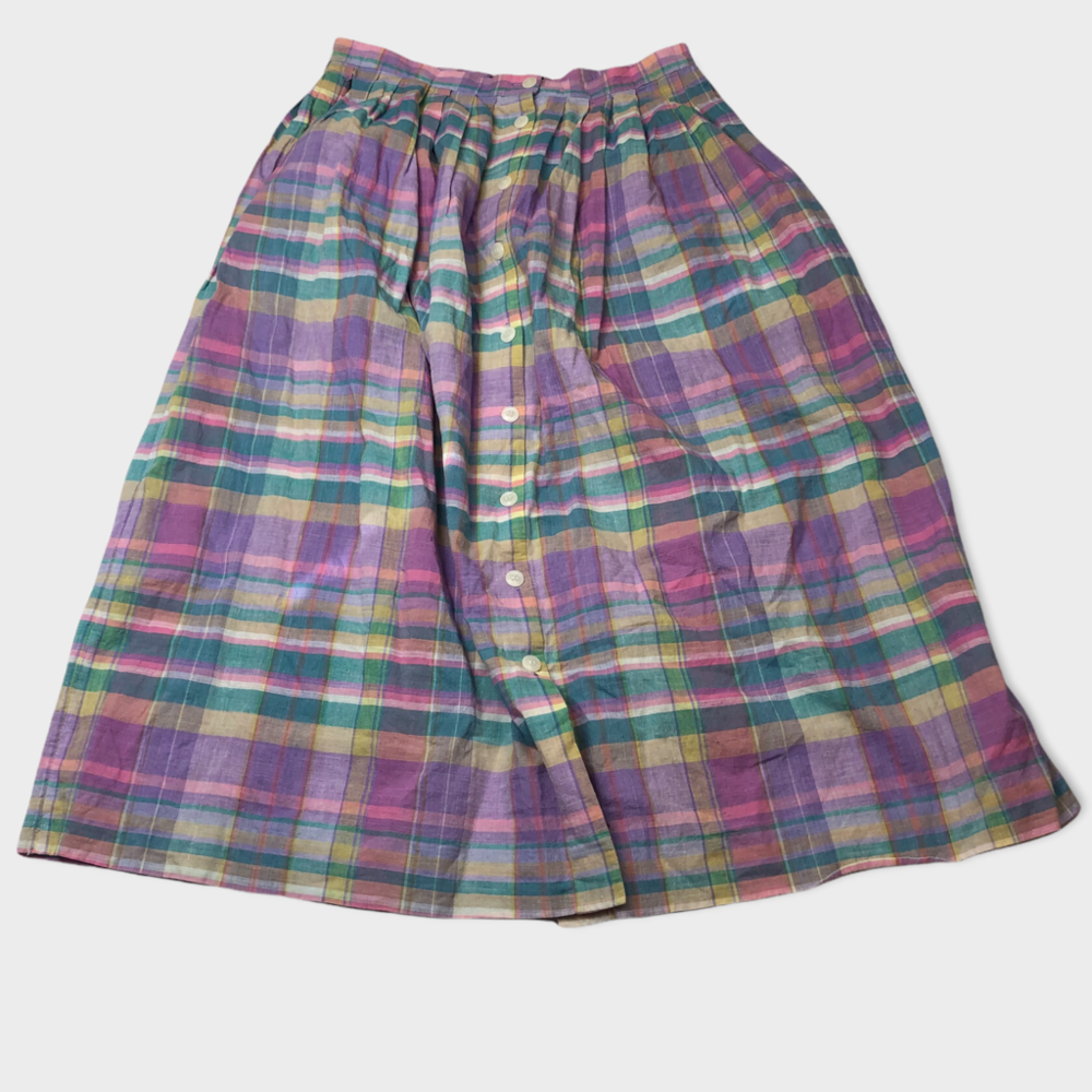 Preswick & Moore Vintage Plaid Button Down Midi Skirt Women’s Size 12